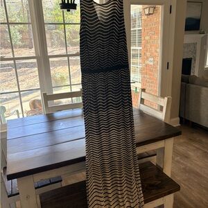 LOFT Black and Cream Maxi Dress